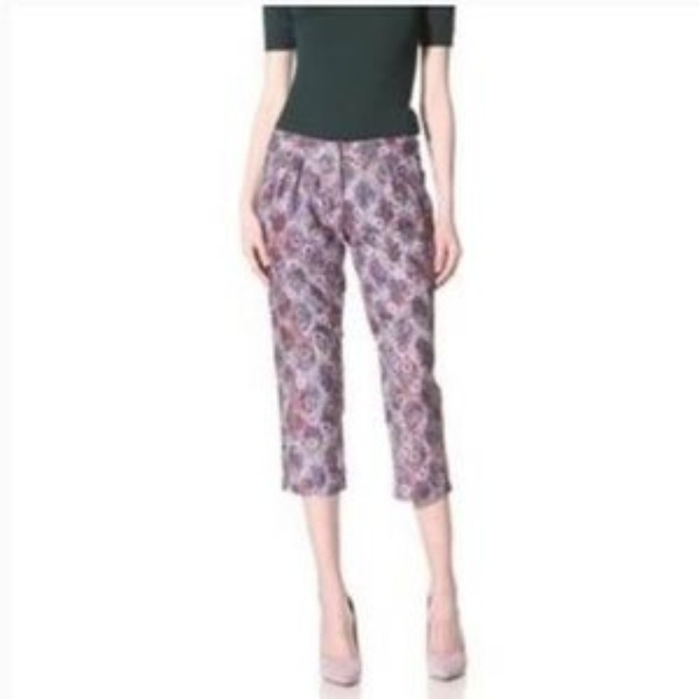 Gregory Parkinson Floral Lace Pleated Cropped Pant